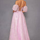 Juliet 2404 Strapless Sequin Tulle Ballgown Removable Puff Sleeves