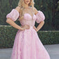 Juliet 2404 Strapless Sequin Tulle Ballgown Removable Puff Sleeves