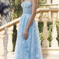 Juliet 2404 Strapless Sequin Tulle Ballgown Removable Puff Sleeves
