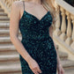 Juliet 2406 Velvet Sequin Fitted Gown V-Neckline Lace Up Back