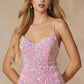 Juliet 2406 Velvet Sequin Fitted Gown V-Neckline Lace Up Back