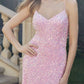 Juliet 2406 Velvet Sequin Fitted Gown V-Neckline Lace Up Back