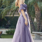 Juliet 2409 Floor Length A-Line Leaf Embroidered Gown Detachable Sleeves