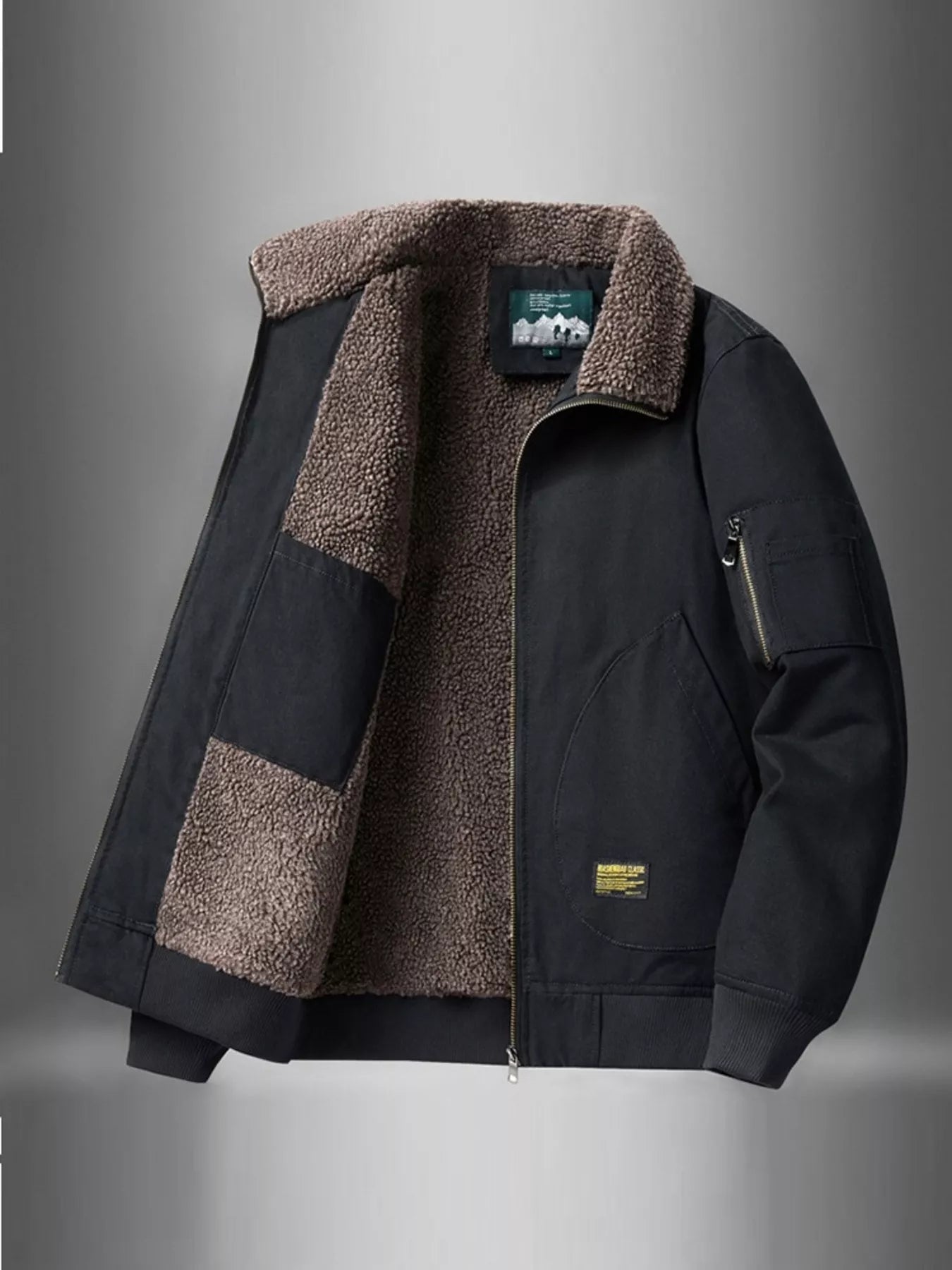 Men's Plus Size Zip Up Fur Collar Jacket - Farnelli