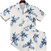 Men's Full Size Printed Button Up Shirt and Shorts Set Plus Size - White