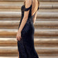 Juliet 2410 Long Off the Shoulder Sequin Gown with Skirt Slit