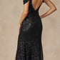 Juliet 2410 Long Off the Shoulder Sequin Gown with Skirt Slit
