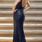 Juliet 2410 Long Off the Shoulder Sequin Gown with Skirt Slit
