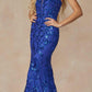 Juliet 2411 Long Sequin Lace Embellishments Fitted Prom Gown