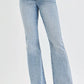 RISEN Full Size Tummy Control Mid Rise Flare Jeans with Fray Hem Detailed Plus Size - Farnelli