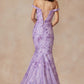 Juliet 2412 Mermaid Gown Plunging Deep V Illusion Neckline Off the Shoulder
