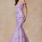 Juliet 2412 Mermaid Gown Plunging Deep V Illusion Neckline Off the Shoulder