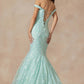 Juliet 2412 Mermaid Gown Plunging Deep V Illusion Neckline Off the Shoulder