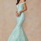 Juliet 2412 Mermaid Gown Plunging Deep V Illusion Neckline Off the Shoulder