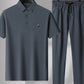 Men's Plus Size Button Detail Short Sleeve Polo and Pants Set - Farnelli