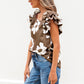 Vada Floral Textured Ruffled Sleeve Blouse - Farnelli
