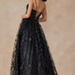 Juliet 2413 Long Butterfly Glitter Embroidered A-Line Gown with Corset Top