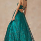 Juliet 2414 Floor Length A-Line Glitter Lace Tulle Ball Gown