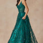 Juliet 2414 Floor Length A-Line Glitter Lace Tulle Ball Gown