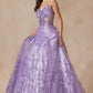 Juliet 2414 Floor Length A-Line Glitter Lace Tulle Ball Gown