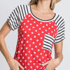 Heimish Full Size Star & Striped Round Neck Short Sleeve T-Shirt Plus Size - Red