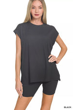 Zenana Brushed Dty Microfiber Top & Biker Shorts - Farnelli