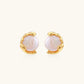 Gold vermeil studs with lustrous pink freshwater pearls in organic crescent settings