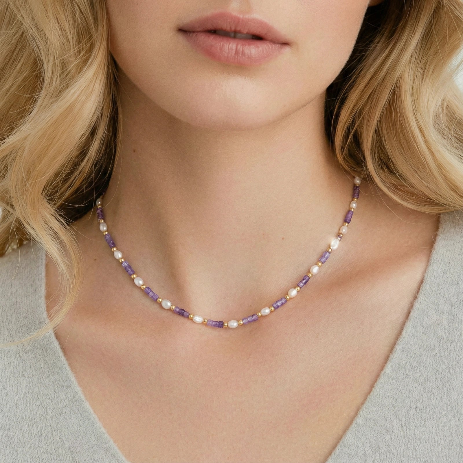 Amethyst Pearl Harmony Necklace - Farnelli