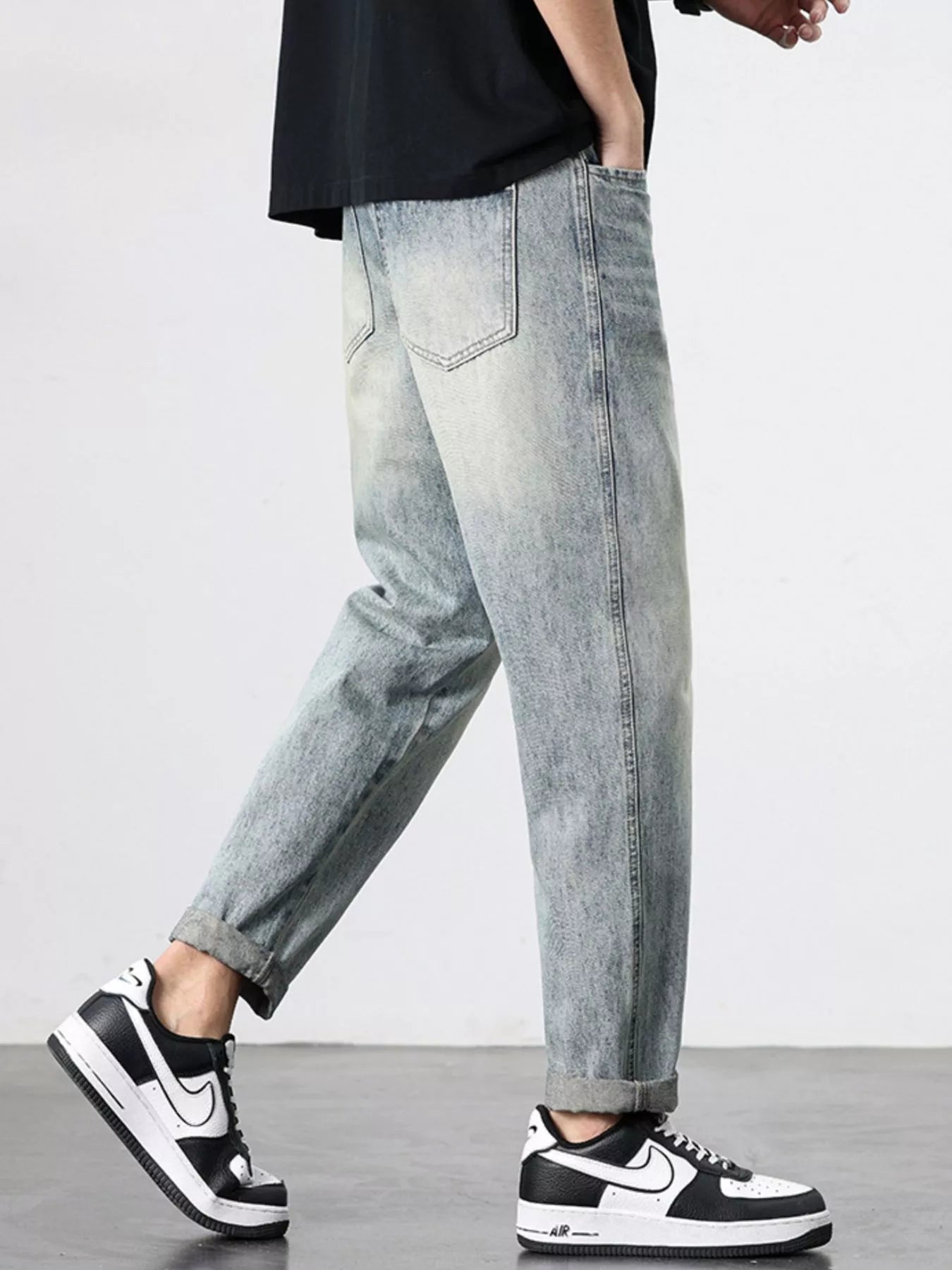 Men's Vintage Distressed Straight Leg Jeans - Farnelli