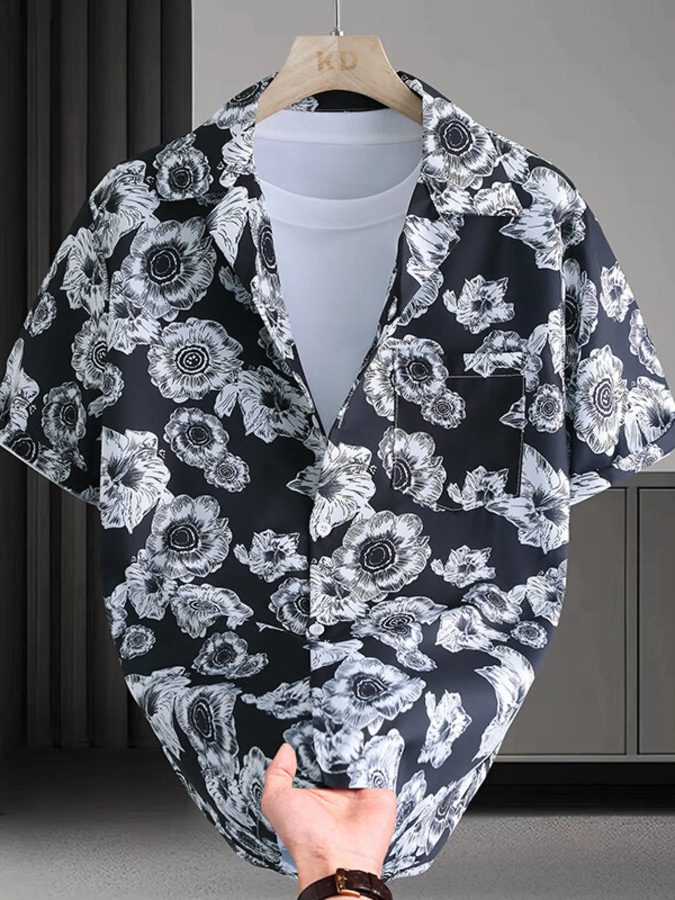 Men's Plus Size Printed Short Sleeve Casual Shirt - Farnelli