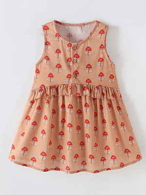 Children's Floral Print Sleeveless Ruffle Dress - Farnelli