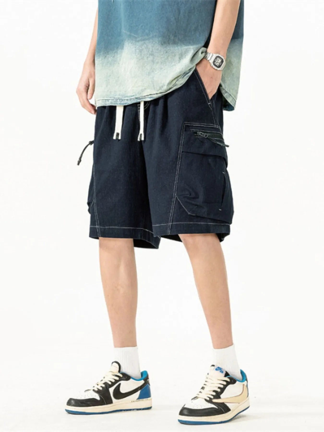 Men's Plus Size Drawstring Cargo Shorts - Farnelli