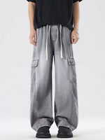Men's Plus Size Wash Wide Leg Cargo Jeans - Farnelli