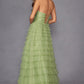 Juliet JT2456H Long Strapless Keyhole Tiered Ruffled Tulle A-Line Gown