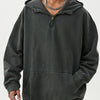 Men's Washed Quarter-Zip Hoodie with Kangaroo Pocket - Iron Gray