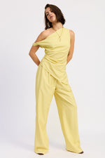 Emory Park Elsie asymmetrical top in soft fabric, featuring a stylish uneven hem and modern design, perfect for casual wear.