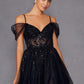 Juliet JT2466A Long Cold Shoulder Sweetheart Corset Bodice A-Line Gown