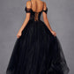 Juliet JT2466A Long Cold Shoulder Sweetheart Corset Bodice A-Line Gown