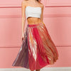 BiBi Metallic Color Block Pleats Midi Skirt - MULTI