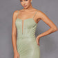 Juliet JT2470S Long V-Neck Boned Bodice Fitted Net Mesh Formal Dress