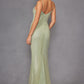 Juliet JT2470S Long V-Neck Boned Bodice Fitted Net Mesh Formal Dress