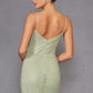 Juliet JT2470S Long V-Neck Boned Bodice Fitted Net Mesh Formal Dress