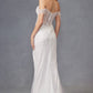 Juliet JT2471LW Long Off the Shoulder Fringe Sleeve Fitted Wedding Gown