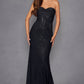 Juliet JT2472R Long Strapless Rhinestone Details Sweetheart Fitted Gown