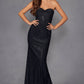 Juliet JT2472R Long Strapless Rhinestone Details Sweetheart Fitted Gown