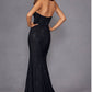 Juliet JT2472R Long Strapless Rhinestone Details Sweetheart Fitted Gown