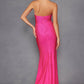 Juliet JT2472R Long Strapless Rhinestone Details Sweetheart Fitted Gown