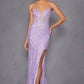 Juliet JT2473R Long Fitted Sequin Lace Applique Boned Corset Gown