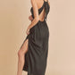Aemi + Co Ruched Side Slit Cutout Back Maxi Cami Dress - Farnelli