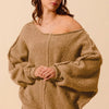 SO ME Loose Fit Exposed Seam Slouchy Boucle Sweater - TAUPE